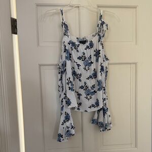 Chic Blue Floral Women's Blouse